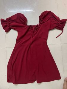 Chic Red Puff Sleeve Mini Dress