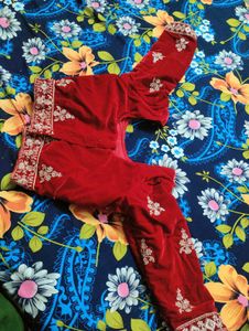Embroidered Velvet Blouse