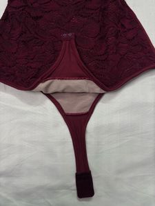 Burgundy Lace Bodysuit, looks premium