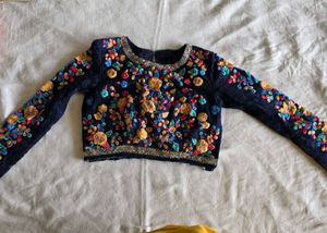 Embroidered Navy Blue Blouse