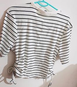 Striped Cropped Tie Top