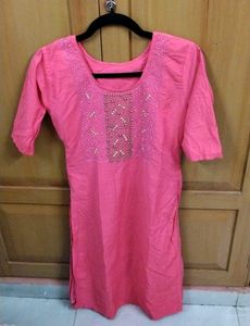 Pink Embroidered Kurta