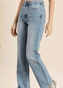 HERE&amp;NOW  High Waisted Light Wash Straight Leg Jea