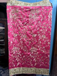 Elegant Pink Embroidered Saree with blouse piece