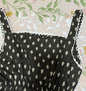 Chic Black Printed flared short kurti