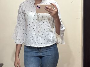 Cute White Printed Top | Excellent Condition