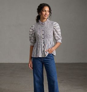 Smocked Floral Peplum Top