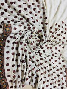 Elegant White Saree for shravan festival