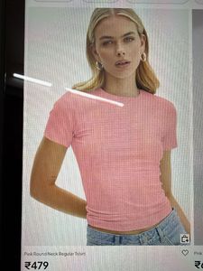 Newme Soft Pink Basic Crew Neck Tee
