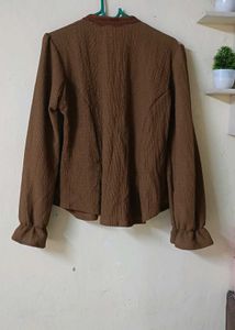 Elegant Brown Textured Blouse