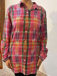 Pink Plaid Button-Up Shirt