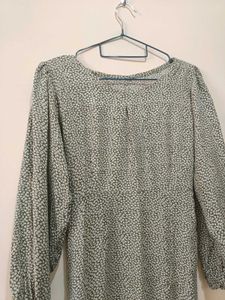 Pure Cotton tailored dress. Olive Green with print