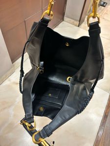 Imported Donna Karan Black Leather Hobo Bag