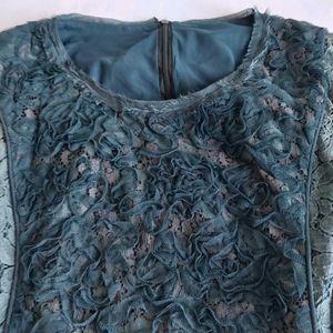 Elegant Teal Floral Lace Dress✨️