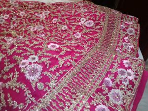 Cherry Pink Heavy Handworked Lahenga