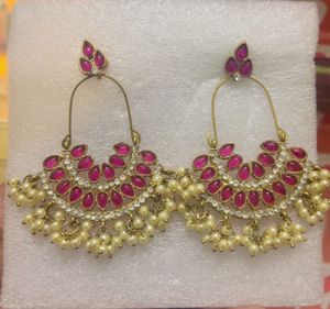 Stunning Pink & Pearl Drop Earrings