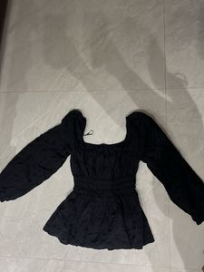 Chic Black Square Neck Blouse