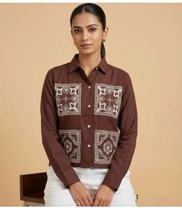 Designer Boho Print Button-Up Shirt new