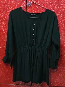 Stylish Dark Green Button-Up Tunic