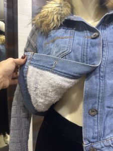 Denim Jacket with Fur Collar