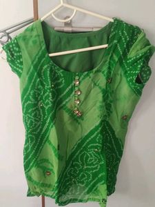 Vibrant Green Bandhani Print Blouse