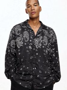 ZARA Style Black Paisley Print Button-Up Shirt