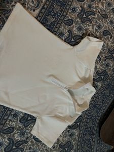 Cream Quarter Zip T-Shirt