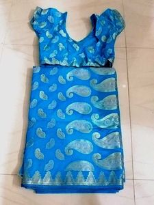Elegant Blue Brocade Saree and Blouse Set