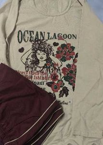 Night suit with Ocean Lagoon Graphic T-Shirt