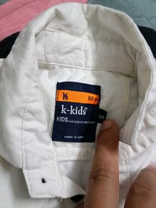 Kids White Casual Top with Pocket Detail