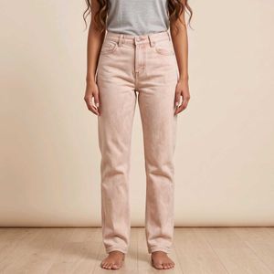 Pale Pink High-Waisted Jeans