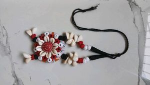 ethnic fabric Shell Necklace