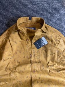 Men's Mustard Printed Casual Shirt
