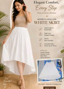Elegant White High-Low Skirt