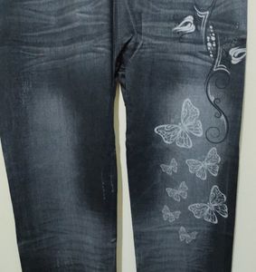 NGal Denim Print Black Grey Legging Jeggings