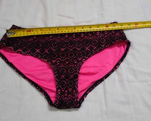 Vibrant Hot Pink Bikini Bottoms with Black Crochet