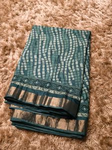 Elegant Teal Shibori Saree
