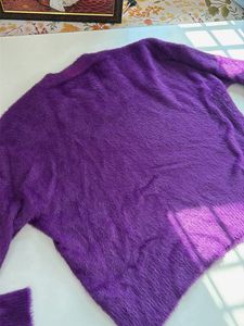 Purple Fuzzy Embellished Sweater