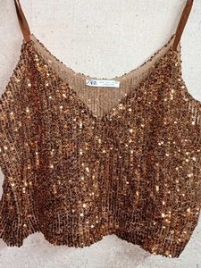 ZARA Sparkly Sequin Cami Top Partywear