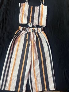 Striped Crop Top &amp; Palazzo Set