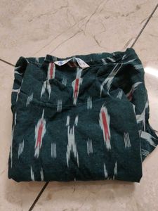Ethnic Teal &amp; White Printed Kurta Set