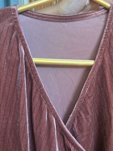 Velvet Wrap Dress with Ruched Side