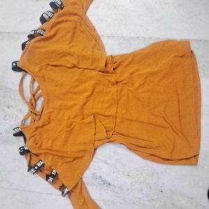 Chic Orange Cut-Out Sleeve Dress