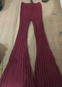 Maroon Ribbed Knit Leggings