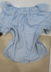 Cute Striped Ruffle Blouse