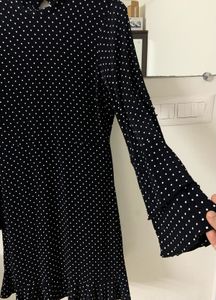 ZARA Black Polka Dot Flared Dress