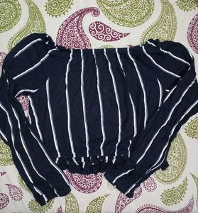 Striped Off-Shoulder Cropped Top