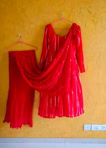 Red Sequin Kurta Set