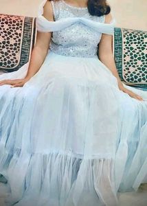Stunning Sky Blue Sequined Gown