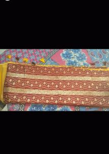 Beautiful Heavy Maroon Yellow Silk Saree